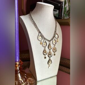 Fabulous 1970's Disco Starchild Mixed Metal Retro Bib Necklace